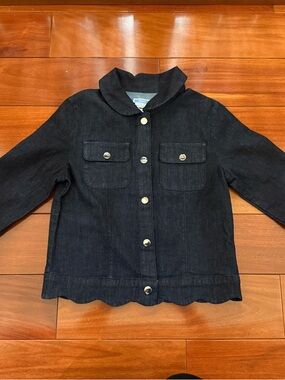 Jacadi Black Denim Jacket with Scalloped Hem Detail